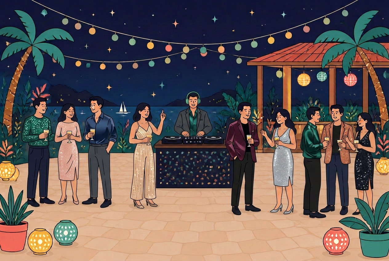Illustration for DJ Party, Dinner & Drinks